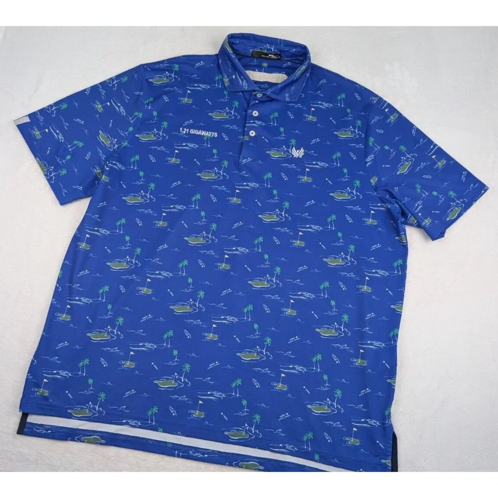 Ralph‎ Lauren RLX Performance Polo Mens XL Shank Attack Back to the Future Golf